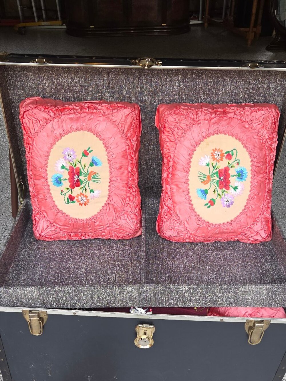 Vintage Pink Satin Pillows